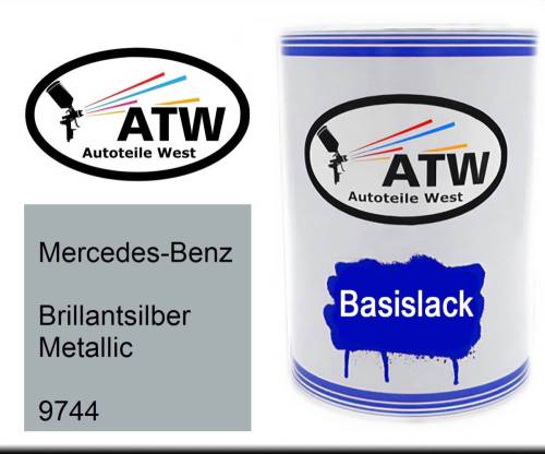 Mercedes-Benz, Brillantsilber Metallic, 9744: 500ml Lackdose, von ATW Autoteile West.